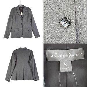 Eddie Bauer Blazer Women’s Size T6 Tall Gray Jacket Pockets Lined New